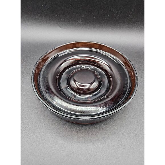 Vintage Dark Amber Brown Glass Large Cigar Cigarette Holder Ashtray MCM 7" - Picture 3 of 7